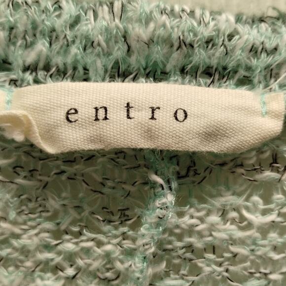 Entro Women Size Large Open Knit Mint Green Flounce Hem Oversize Long Sleeve Top - Picture 5 of 6